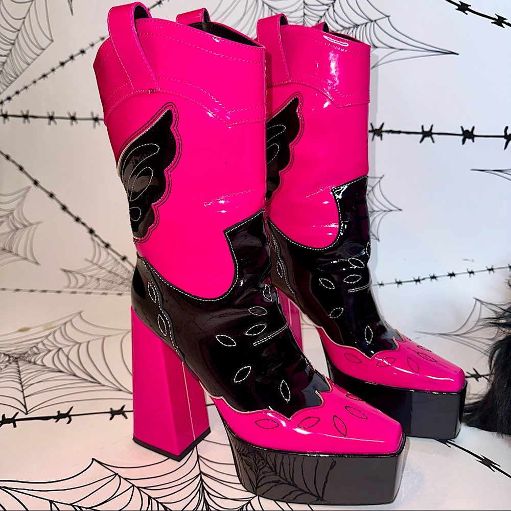 Azalea Wang x Dollskill platform cowboy boots